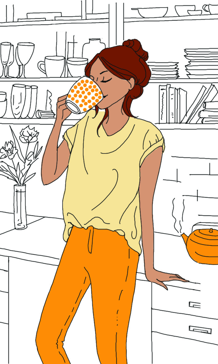 Illustration journée-thé vert orange cannelle